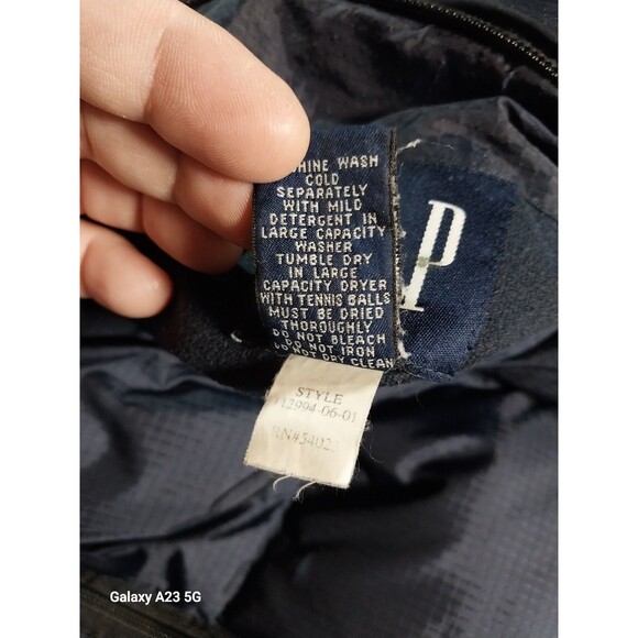 Gap Men's XL Down Puffer Vest Jacket Reversible Blue Black Packable Warm Coat - Picture 10 of 10